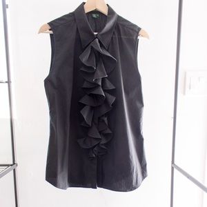 Ralph Lauren Sleeveless Black Ruffle Top